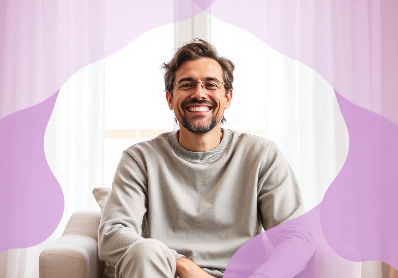 Pessoa adulta sorrindo durante sessão de terapia online com a Psynk